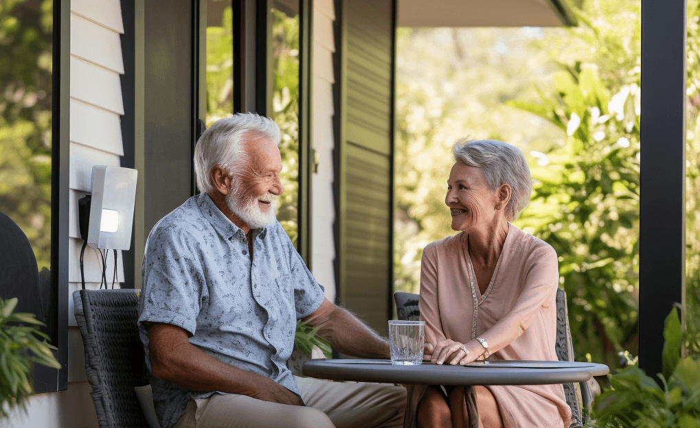 Customers of UV power, an Australian couple in their retirement years enjoy their solar battery system after making the most of the Queensland Battery Booster Rebate Scheme.